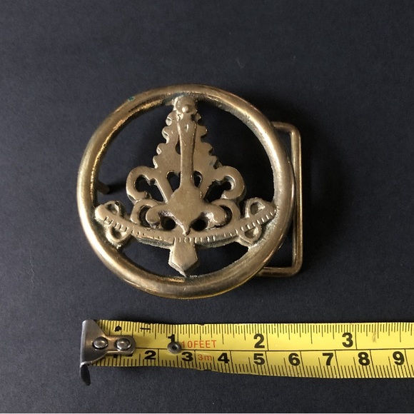 Vintage 1970s Nautical Belt Buckle Solid Brass Ships Maritime Navy Pendulum - Picture 5 of 5